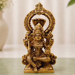 Brass Mariamman Idol, Goddess Mariamma Murti, Mariyammal Statue, Aadi Mariamman Pooja Idol | Handcrafted South Indian Mariamman Figurine for Home & Temple Decor,Gold, 7.5 Inch, 1 Piece
