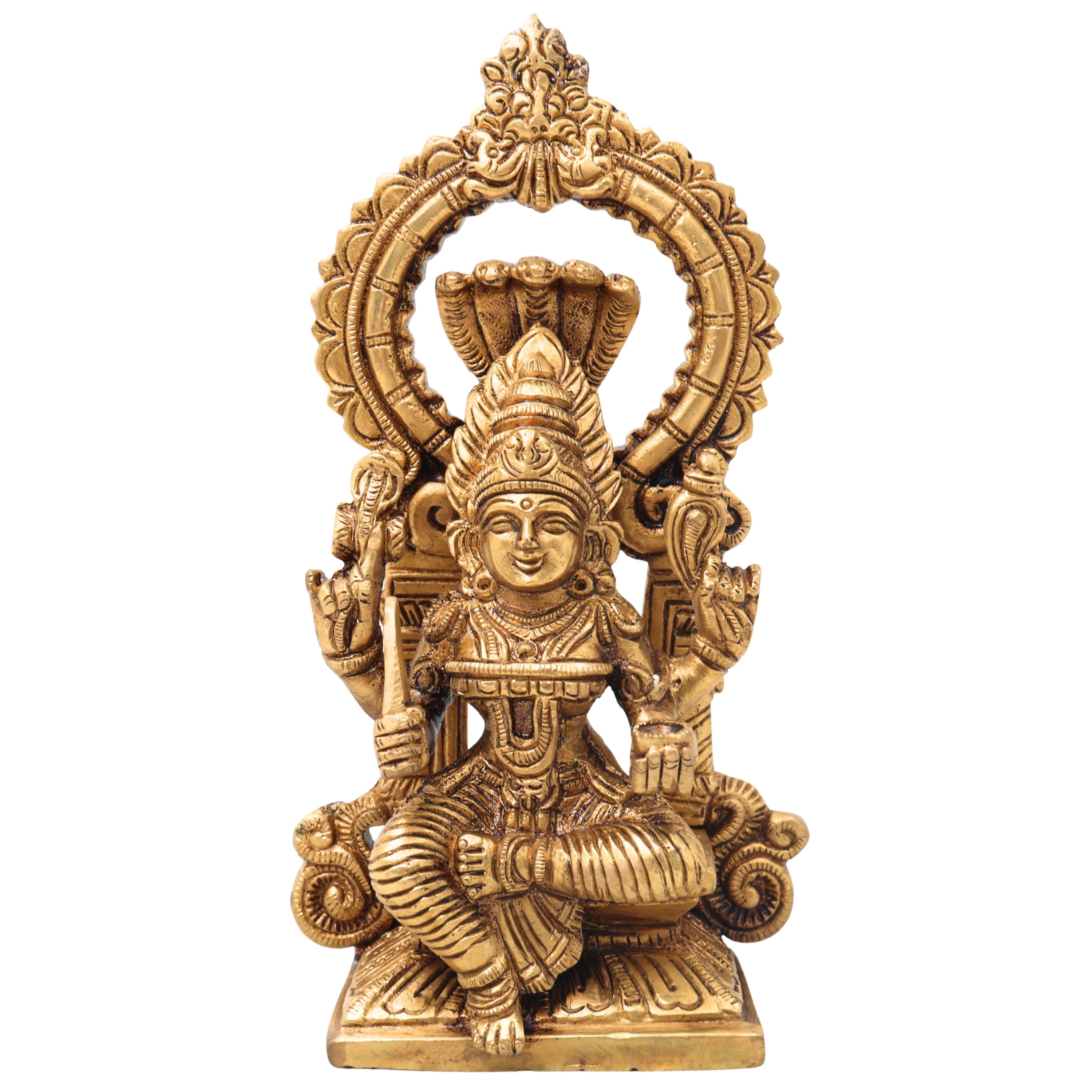 Brass Mariamman Idol, Goddess Mariamma Murti, Mariyammal Statue, Aadi Mariamman Pooja Idol | Handcrafted South Indian Mariamman Figurine for Home & Temple Decor,Gold, 7.5 Inch, 1 Piece