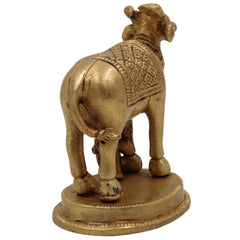 Brass Kamadhenu Idol, Surabhi Cow Murti, Divine Gomata Sculpture for Home, Temple, Puja & Office Decor,Gold, 4 Inch, 1 Piece