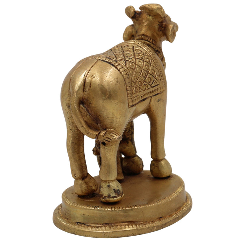 Brass Kamadhenu Idol, Surabhi Cow Murti, Divine Gomata Sculpture for Home, Temple, Puja & Office Decor,Gold, 4 Inch, 1 Piece