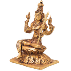 Brass Rajarajeshwari Idol, Sri Lalita Tripurasundari Amman Murti, Kamakshi Shodashi Devi Statue for Puja & Home Decor,Gold, 5.5 Inch, 1 Piece
