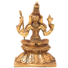 Brass Rajarajeshwari Idol, Sri Lalita Tripurasundari Amman Murti, Kamakshi Shodashi Devi Statue for Puja & Home Decor,Gold, 5.5 Inch, 1 Piece