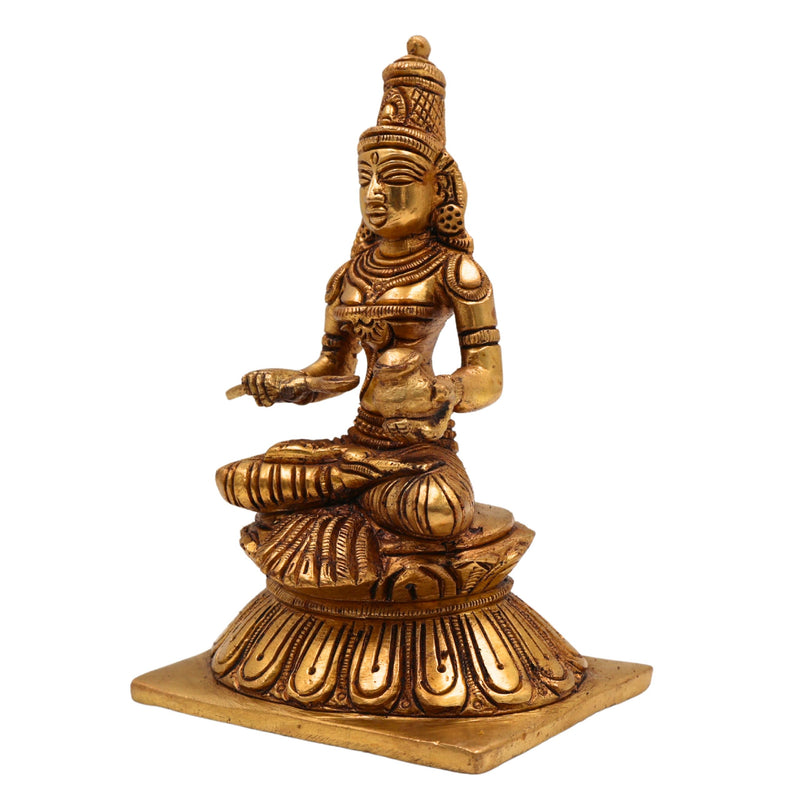 Brass Annapurna Devi Idol | Anna Lakshmi Annapoorna Mata Murti | Handcrafted Annapurneshwari Parvati Statue for Pooja, Home Temple & Gifting,Gold, 5.5 Inch, 1 Piece
