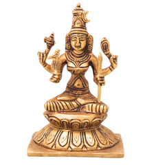 Brass Kamakshi Idol Kanchi Kamakshi Amman Statue, Lalitha Tripura Sundari Rajarajeshwari Pital Moorti,Gold, 6 Inch, 1 Piece