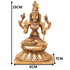 Brass Kamakshi Idol Kanchi Kamakshi Amman Statue, Lalitha Tripura Sundari Rajarajeshwari Pital Moorti,Gold, 6 Inch, 1 Piece