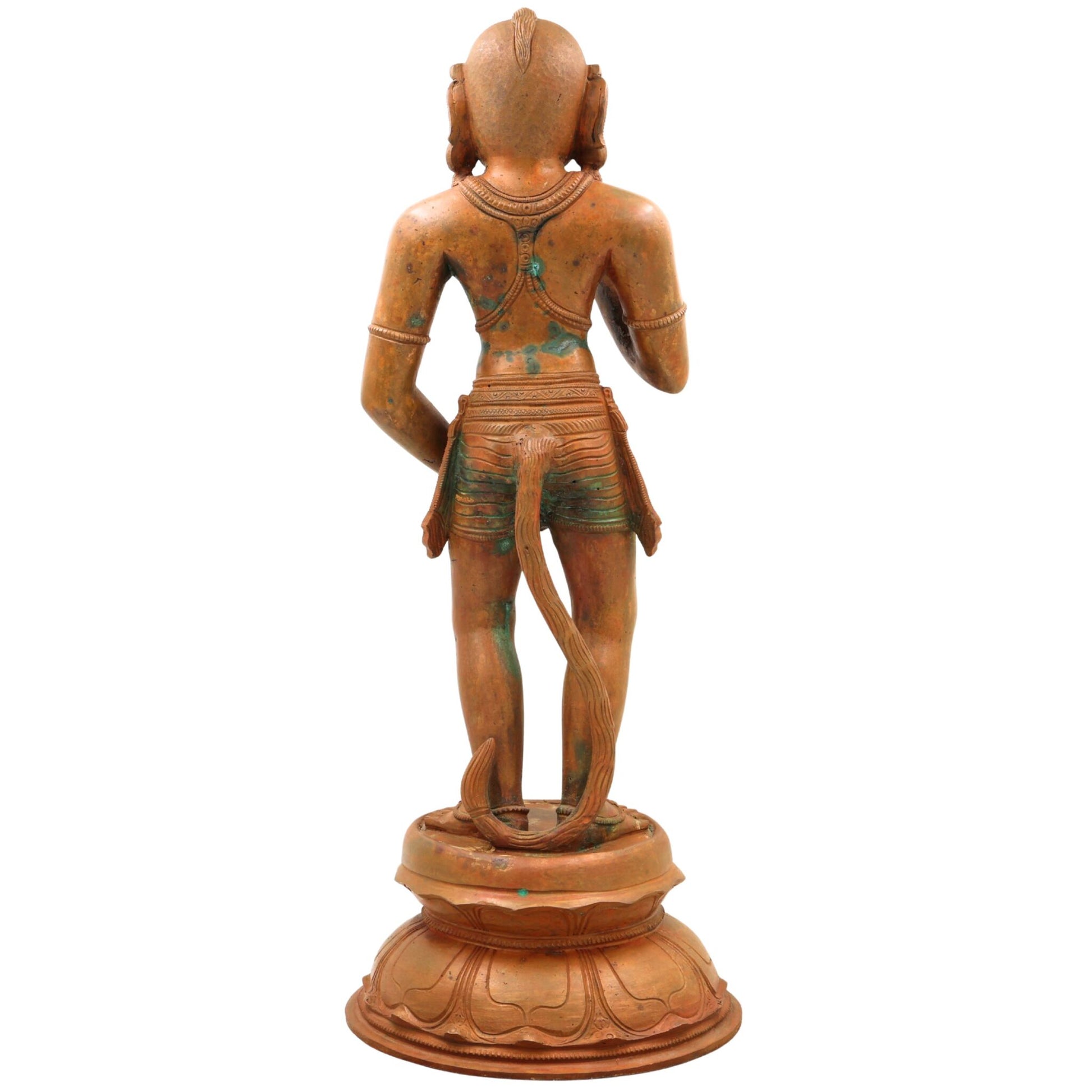 Handmade Panchaloha Hanuman Idol – South Indian Pandya Style Bronze Anjaneya Murti | Bajrang Bali Veer Maruti Statue for Pooja & Temple, Brown, 19.5 Inch, 1 Piece