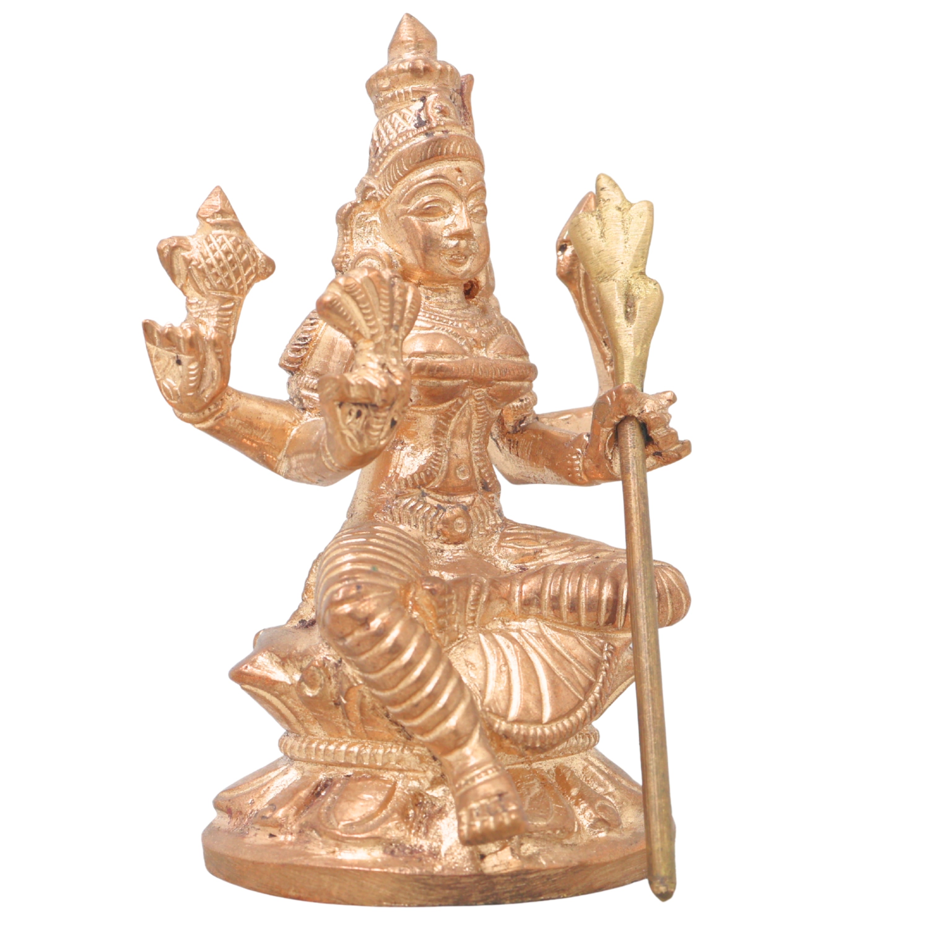 Handmade Bronze Raja Rajeshwari Idol | Panchaloha Rajarajeshwari Murti | Lalita Tripura Sundari Statue for Pooja & Temple Decor,Gold, 3.5 Inch, 1 Piece
