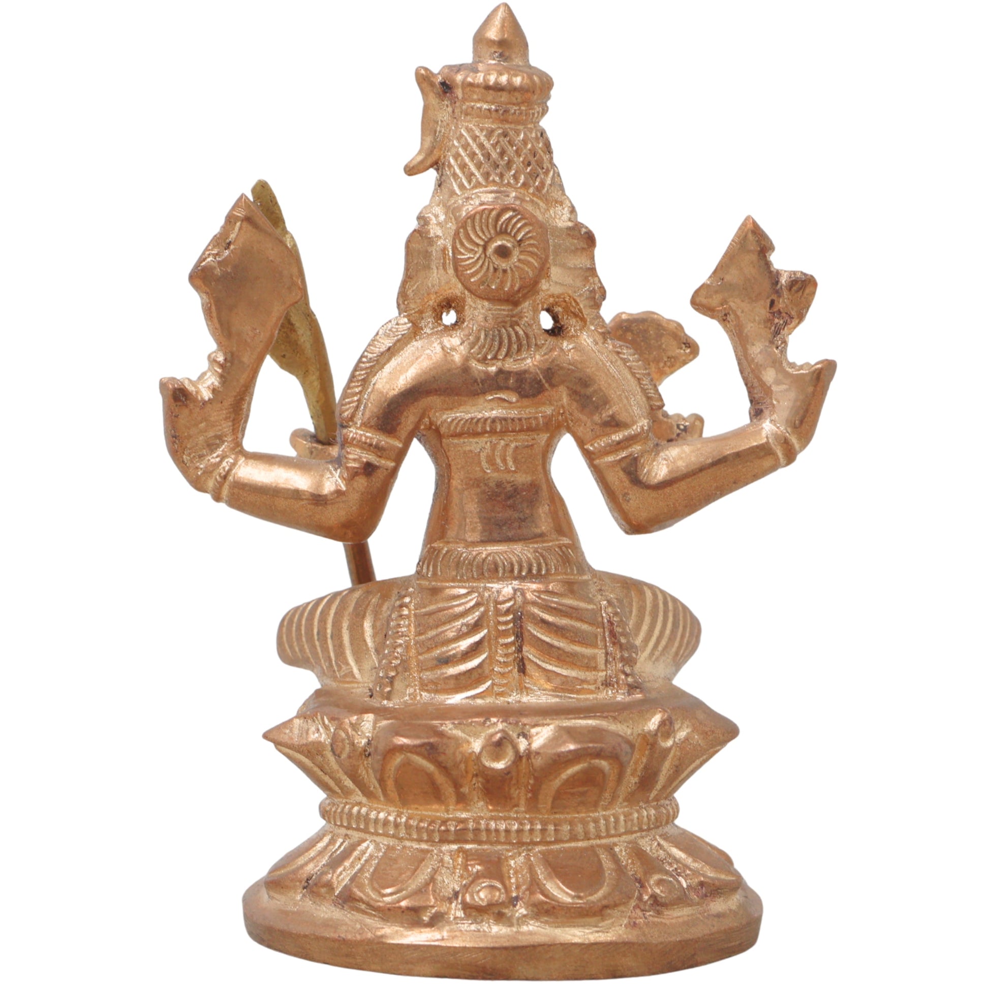 Handmade Bronze Raja Rajeshwari Idol | Panchaloha Rajarajeshwari Murti | Lalita Tripura Sundari Statue for Pooja & Temple Decor,Gold, 3.5 Inch, 1 Piece