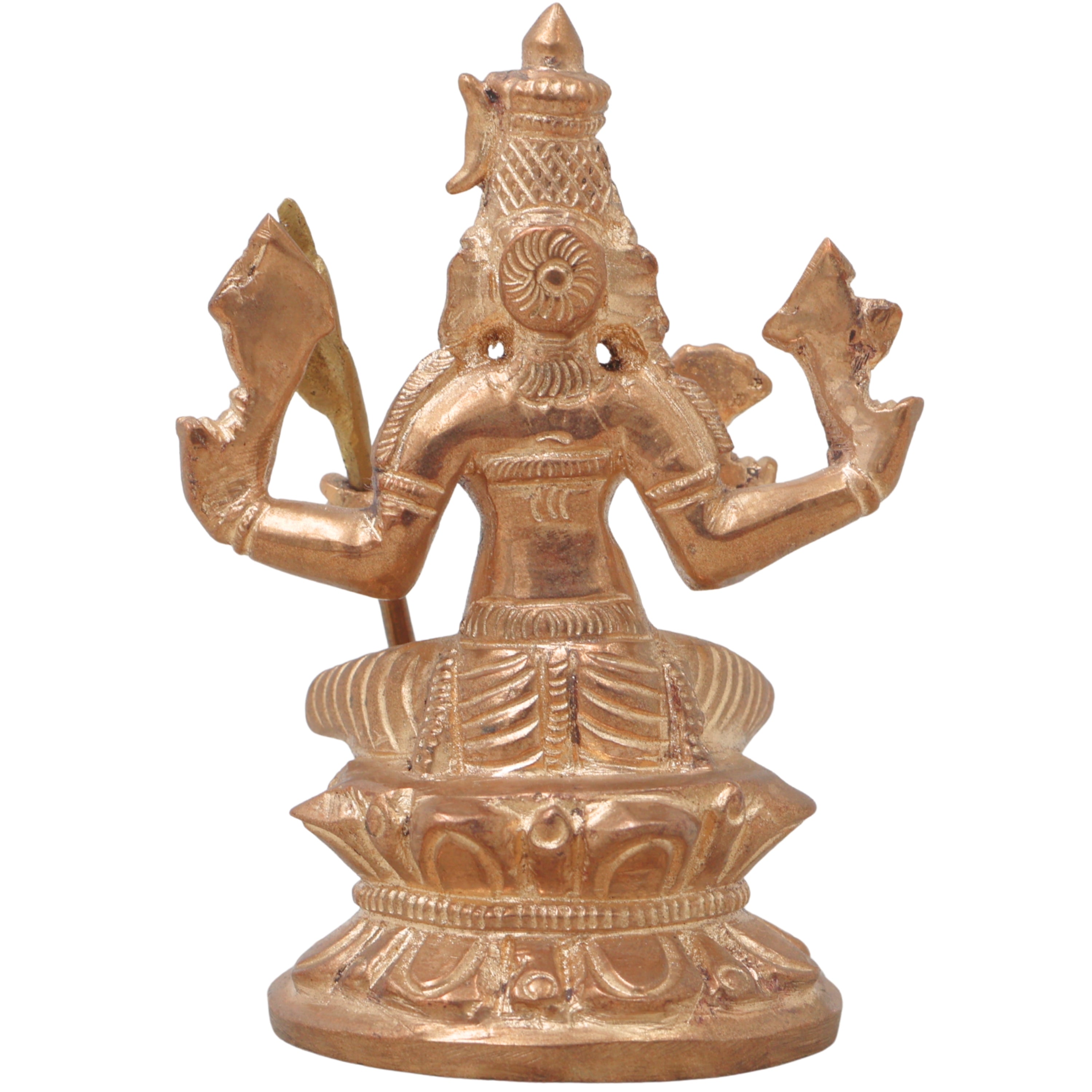 Handmade Bronze Raja Rajeshwari Idol | Panchaloha Rajarajeshwari Murti | Lalita Tripura Sundari Statue for Pooja & Temple Decor,Gold, 3.5 Inch, 1 Piece