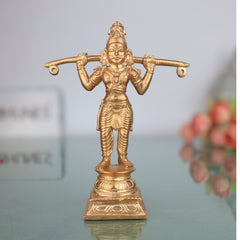 Handcrafted Idumban Idol | Panchaloha Bronze Murti | Idumban Swami Statue | Chola Art Temple Deity | South India Spiritual Idol,Gold, 6 Inch, 1 Piece