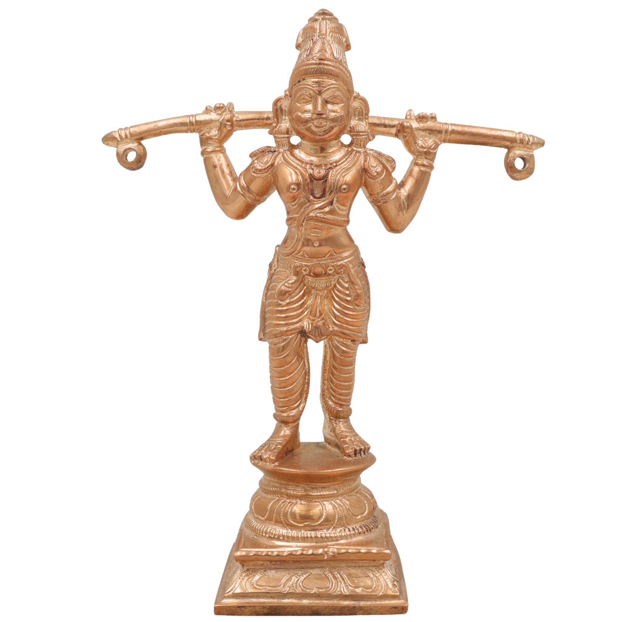 Handcrafted Idumban Idol | Panchaloha Bronze Murti | Idumban Swami Statue | Chola Art Temple Deity | South India Spiritual Idol,Gold, 6 Inch, 1 Piece