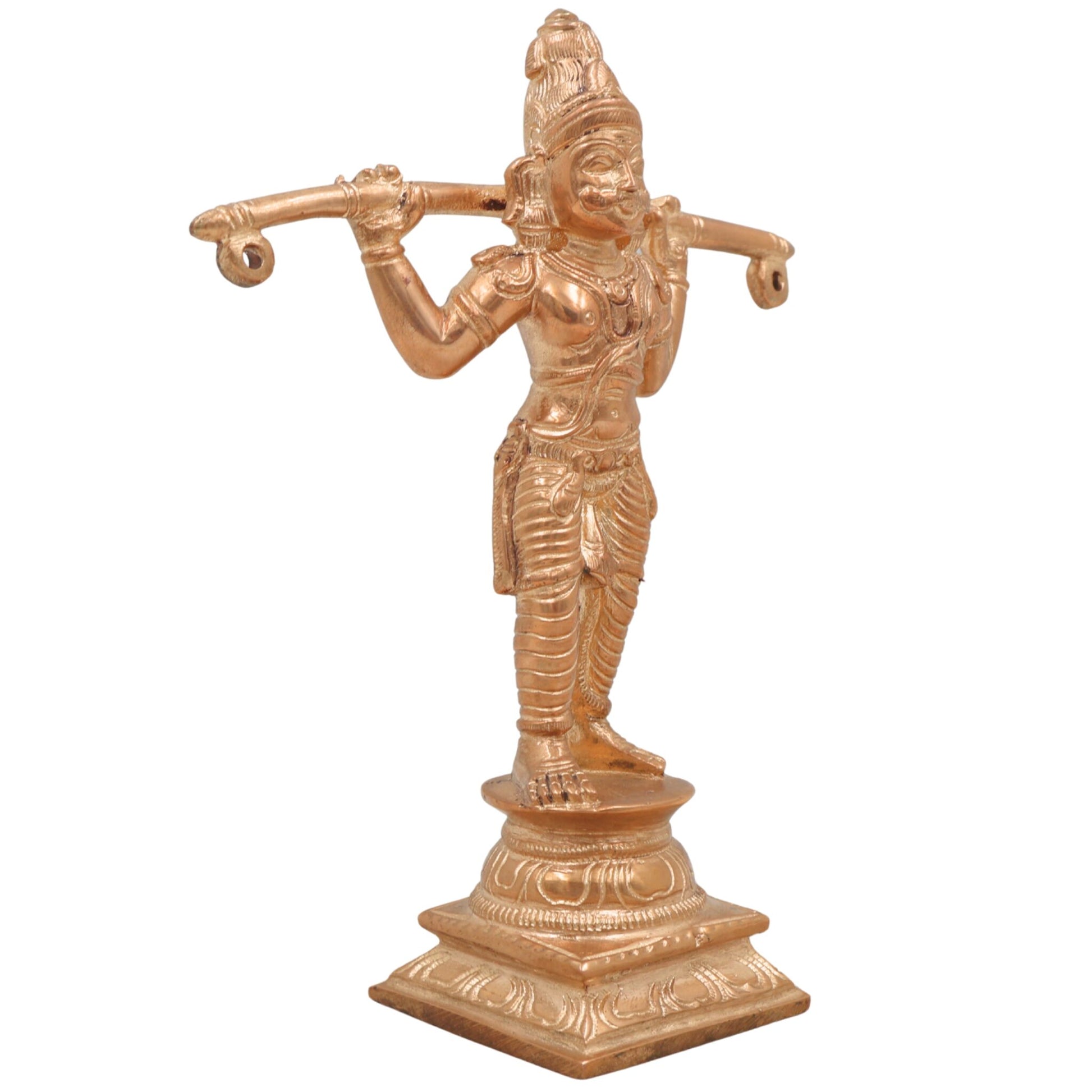 Handcrafted Idumban Idol | Panchaloha Bronze Murti | Idumban Swami Statue | Chola Art Temple Deity | South India Spiritual Idol,Gold, 6 Inch, 1 Piece