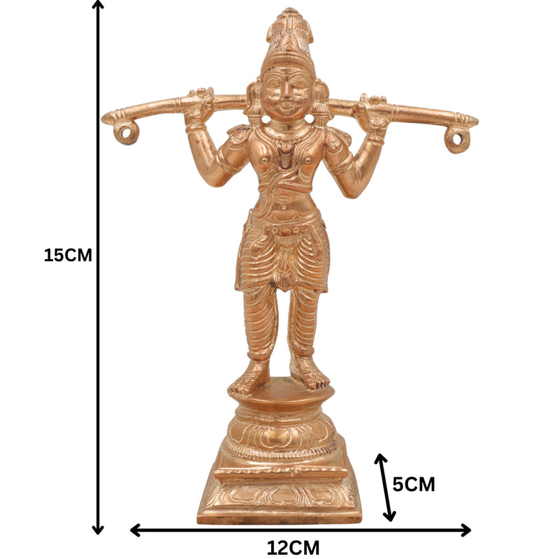 Handcrafted Idumban Idol | Panchaloha Bronze Murti | Idumban Swami Statue | Chola Art Temple Deity | South India Spiritual Idol,Gold, 6 Inch, 1 Piece