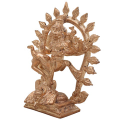 Handcrafted Bronze Lord Sharabha Idol | Sharabeshwara Murti | Panchaloha Sharabheshwaramurti | Chola Art South India Statue,Gold, 6 Inch, 1 Piece