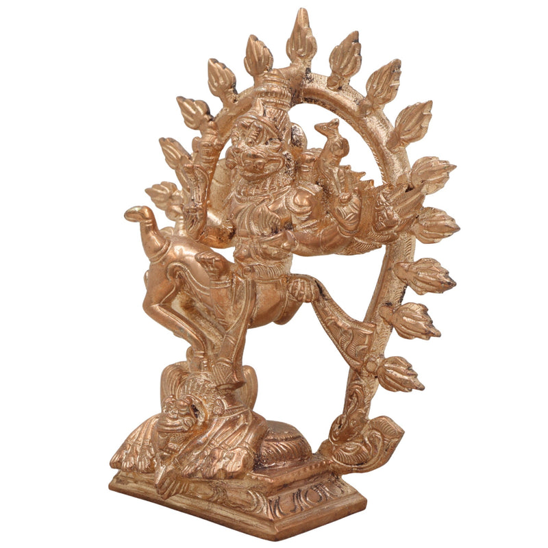 Handcrafted Bronze Lord Sharabha Idol | Sharabeshwara Murti | Panchaloha Sharabheshwaramurti | Chola Art South India Statue,Gold, 6 Inch, 1 Piece