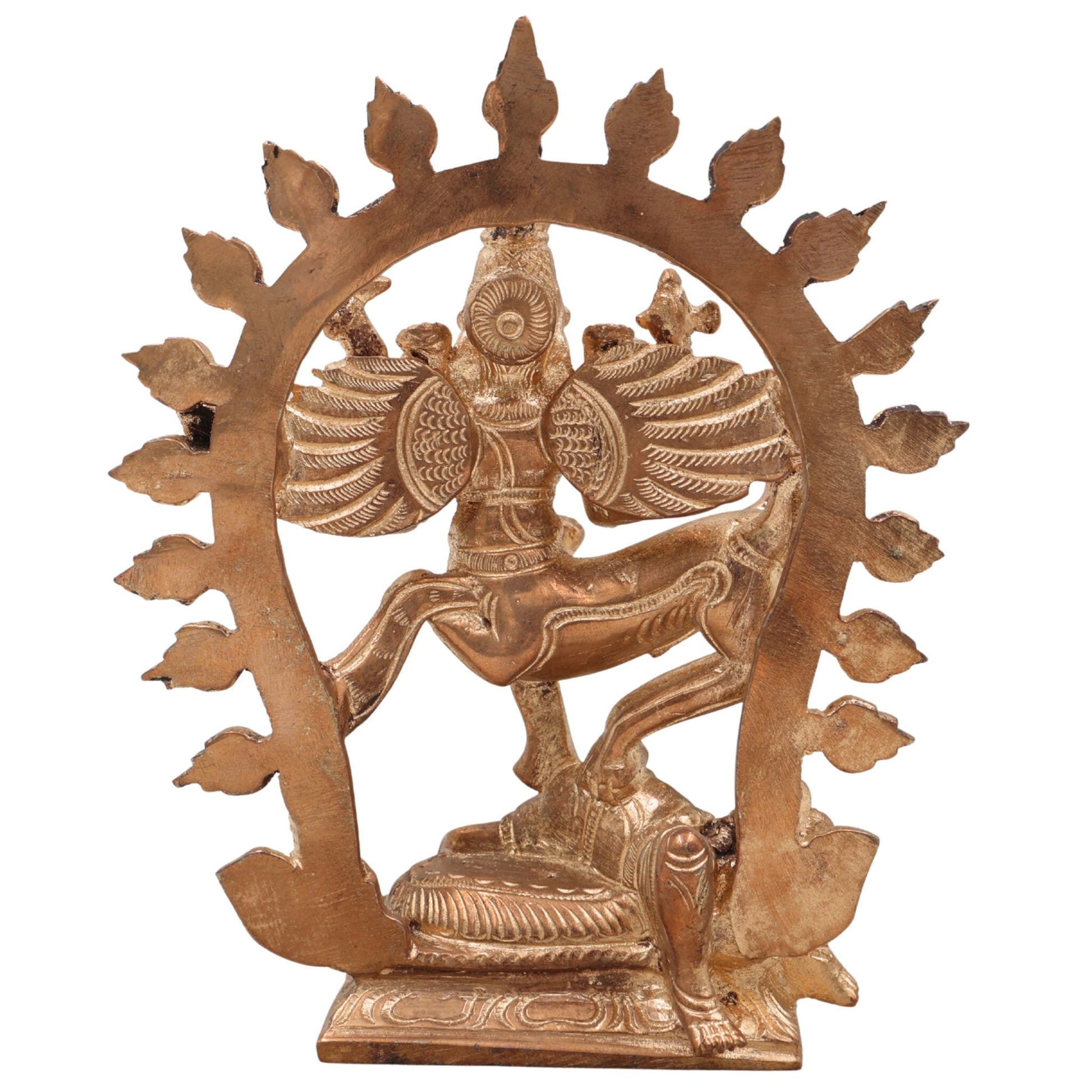 Handcrafted Bronze Lord Sharabha Idol | Sharabeshwara Murti | Panchaloha Sharabheshwaramurti | Chola Art South India Statue,Gold, 6 Inch, 1 Piece