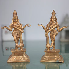 Handcrafted Bronze Panchaloha Jaya Vijaya Idols, Temple Dwarapal Guardians, Chola Art Decorative Panchadhatu Statue, South India Bronze Sculpture,Gold, 6.5 Inch, 1 Piece