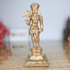 Bronze Aiyanar Dharma Shasta Idol | Panchaloha Ayyanar Statue | Handcrafted Tamil Guardian Deity Sculpture for Temple & Home Puja,Gold, 9 Inch, 1 Piece