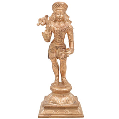 Bronze Aiyanar Dharma Shasta Idol | Panchaloha Ayyanar Statue | Handcrafted Tamil Guardian Deity Sculpture for Temple & Home Puja,Gold, 9 Inch, 1 Piece