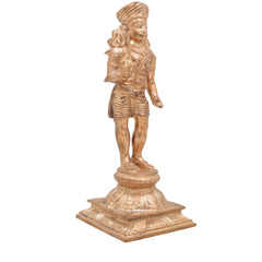 Bronze Aiyanar Dharma Shasta Idol | Panchaloha Ayyanar Statue | Handcrafted Tamil Guardian Deity Sculpture for Temple & Home Puja,Gold, 9 Inch, 1 Piece