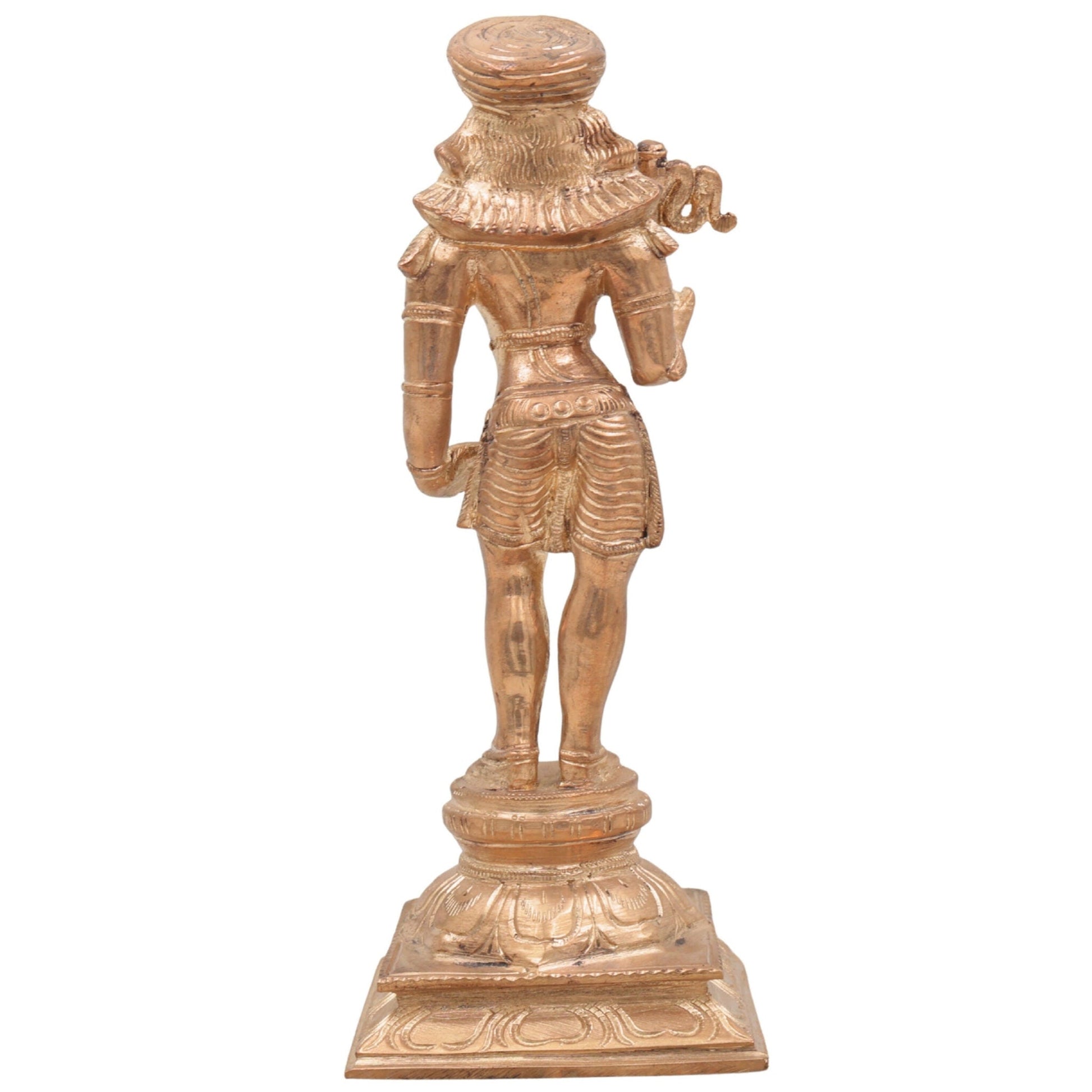Bronze Aiyanar Dharma Shasta Idol | Panchaloha Ayyanar Statue | Handcrafted Tamil Guardian Deity Sculpture for Temple & Home Puja,Gold, 9 Inch, 1 Piece