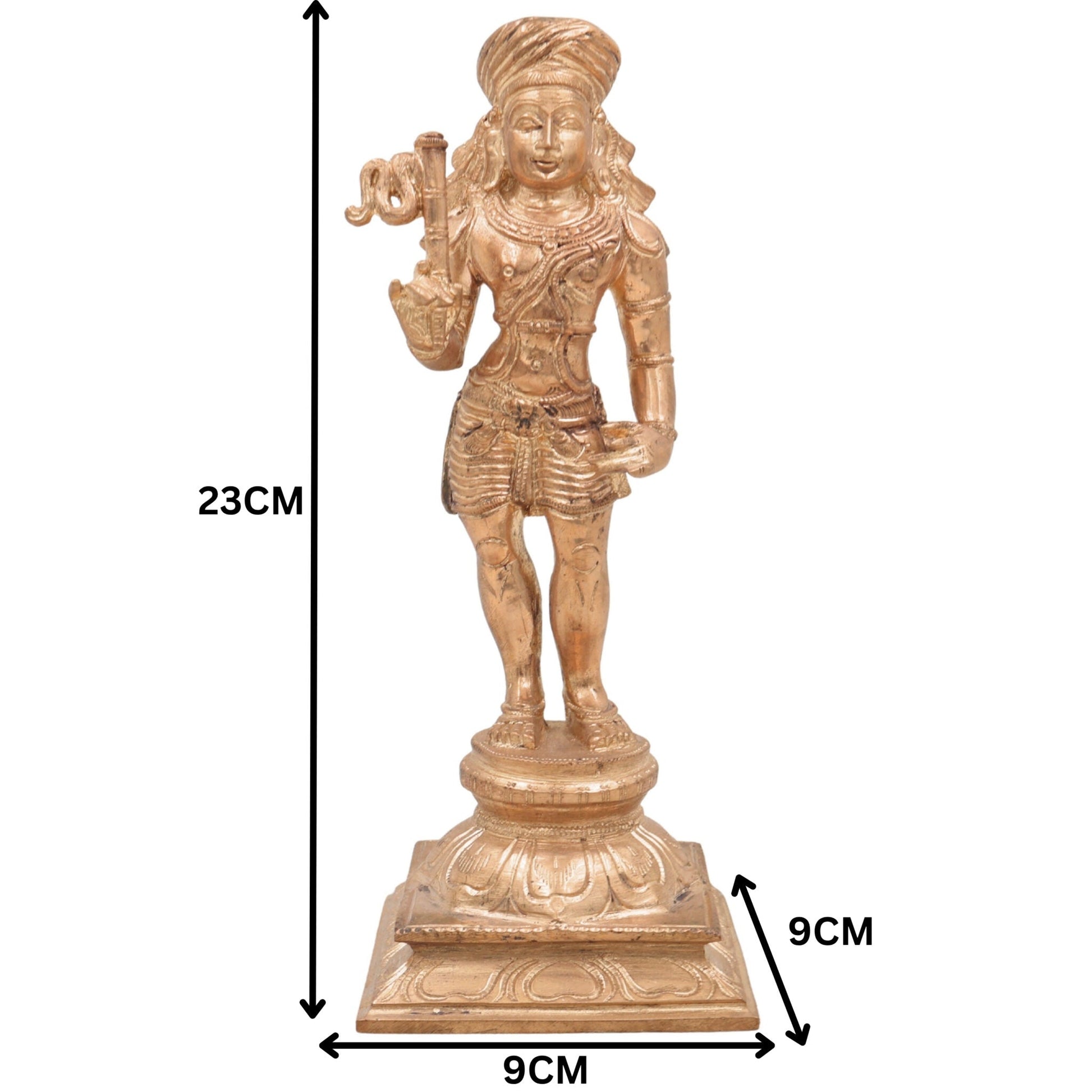 Bronze Aiyanar Dharma Shasta Idol | Panchaloha Ayyanar Statue | Handcrafted Tamil Guardian Deity Sculpture for Temple & Home Puja,Gold, 9 Inch, 1 Piece