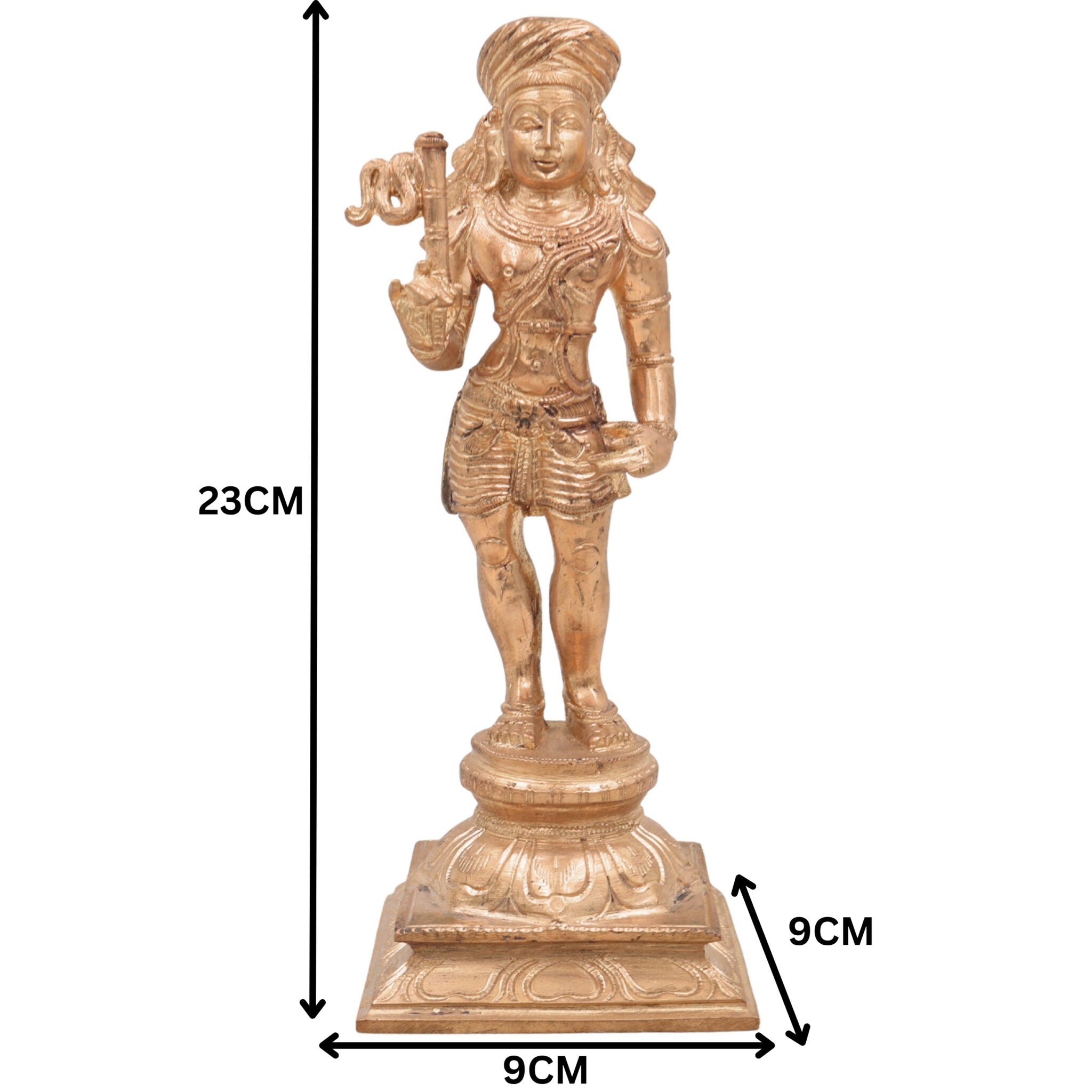 Bronze Aiyanar Dharma Shasta Idol | Panchaloha Ayyanar Statue | Handcrafted Tamil Guardian Deity Sculpture for Temple & Home Puja,Gold, 9 Inch, 1 Piece