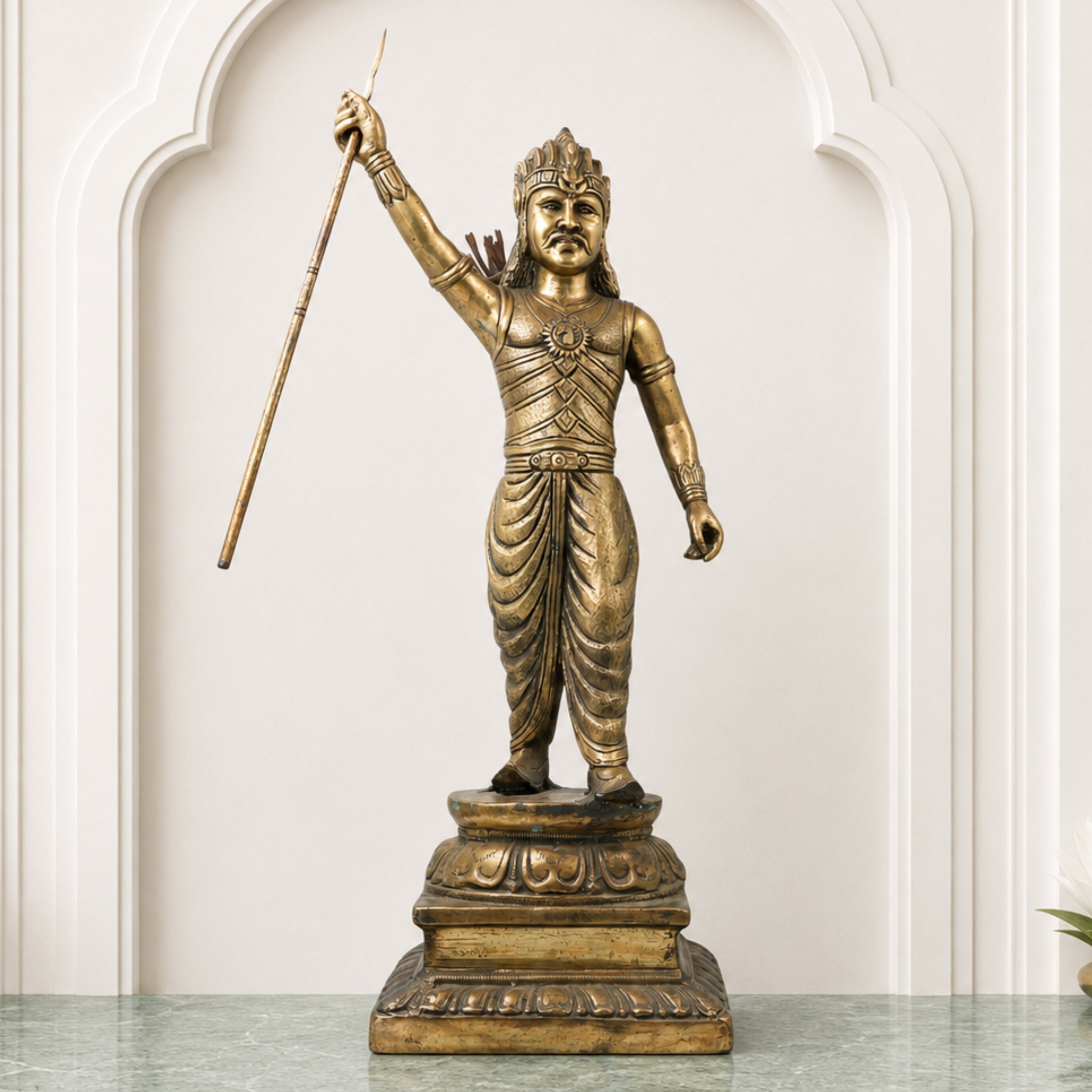 Bhunes Brass Bahubali Idol, Hindu King Sculpture,Gold, 22.5 Inch, 1 Piece