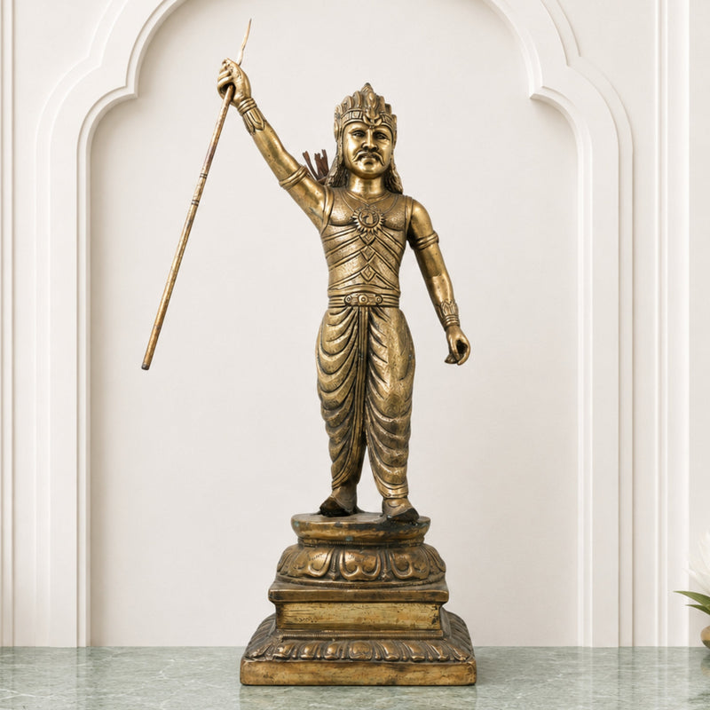 Bhunes Brass Bahubali Idol, Hindu King Sculpture,Gold, 22.5 Inch, 1 Piece