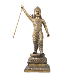 Bhunes Brass Bahubali Idol, Hindu King Sculpture,Gold, 22.5 Inch, 1 Piece