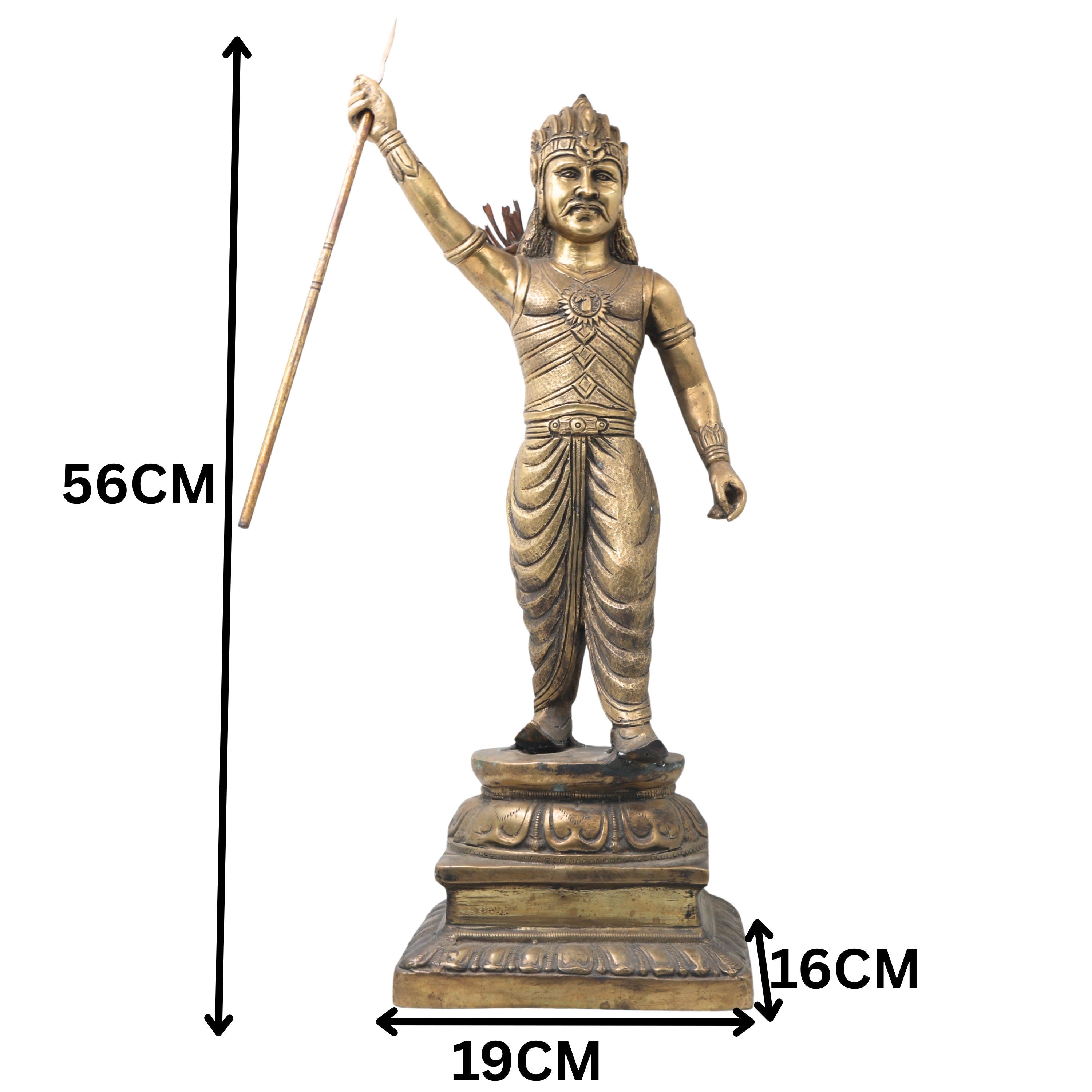 Bhunes Brass Bahubali Idol, Hindu King Sculpture,Gold, 22.5 Inch, 1 Piece
