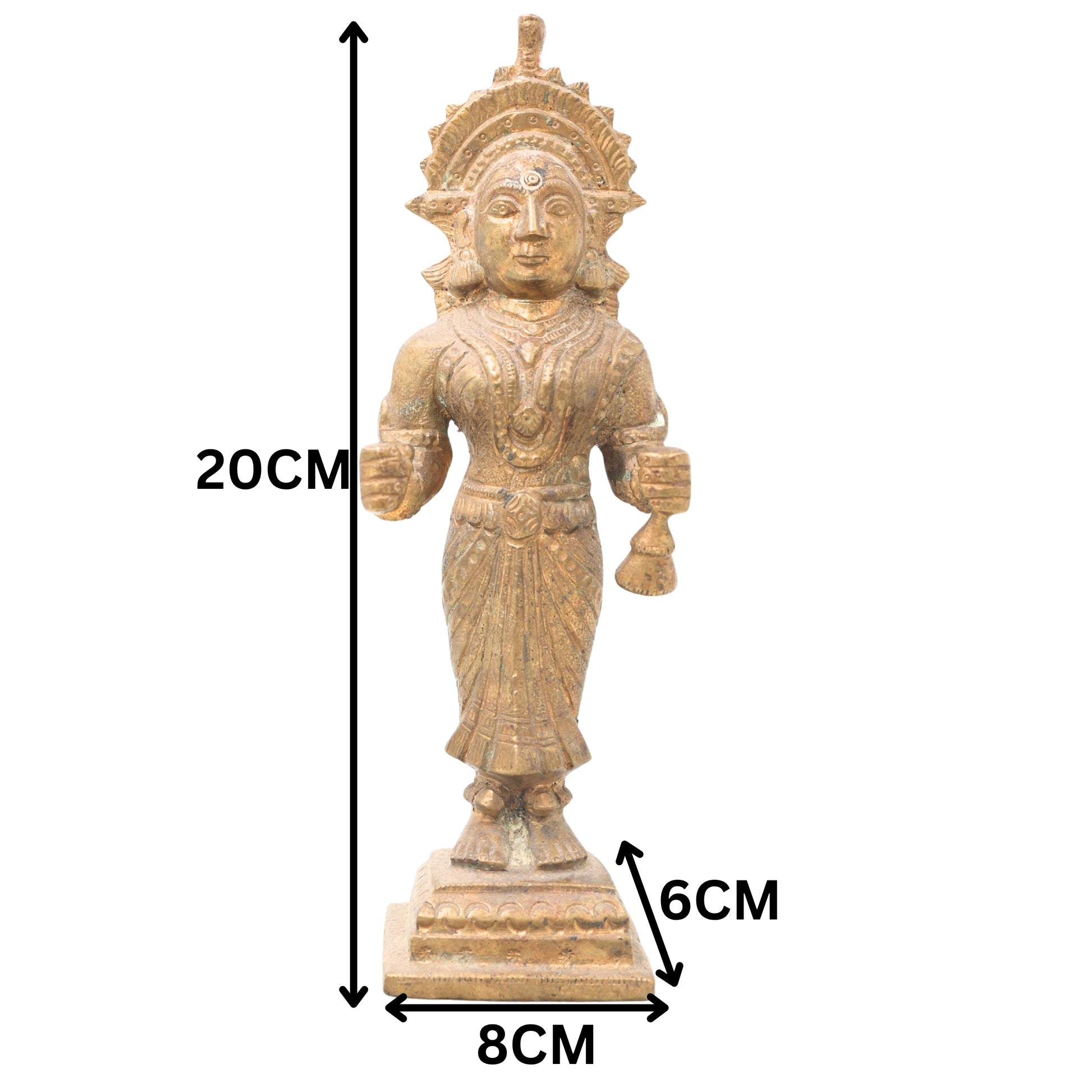 Bhunes Brass Antique Hindu Goddess Devi Idols,Brown, 8 Inch, 1 Piece