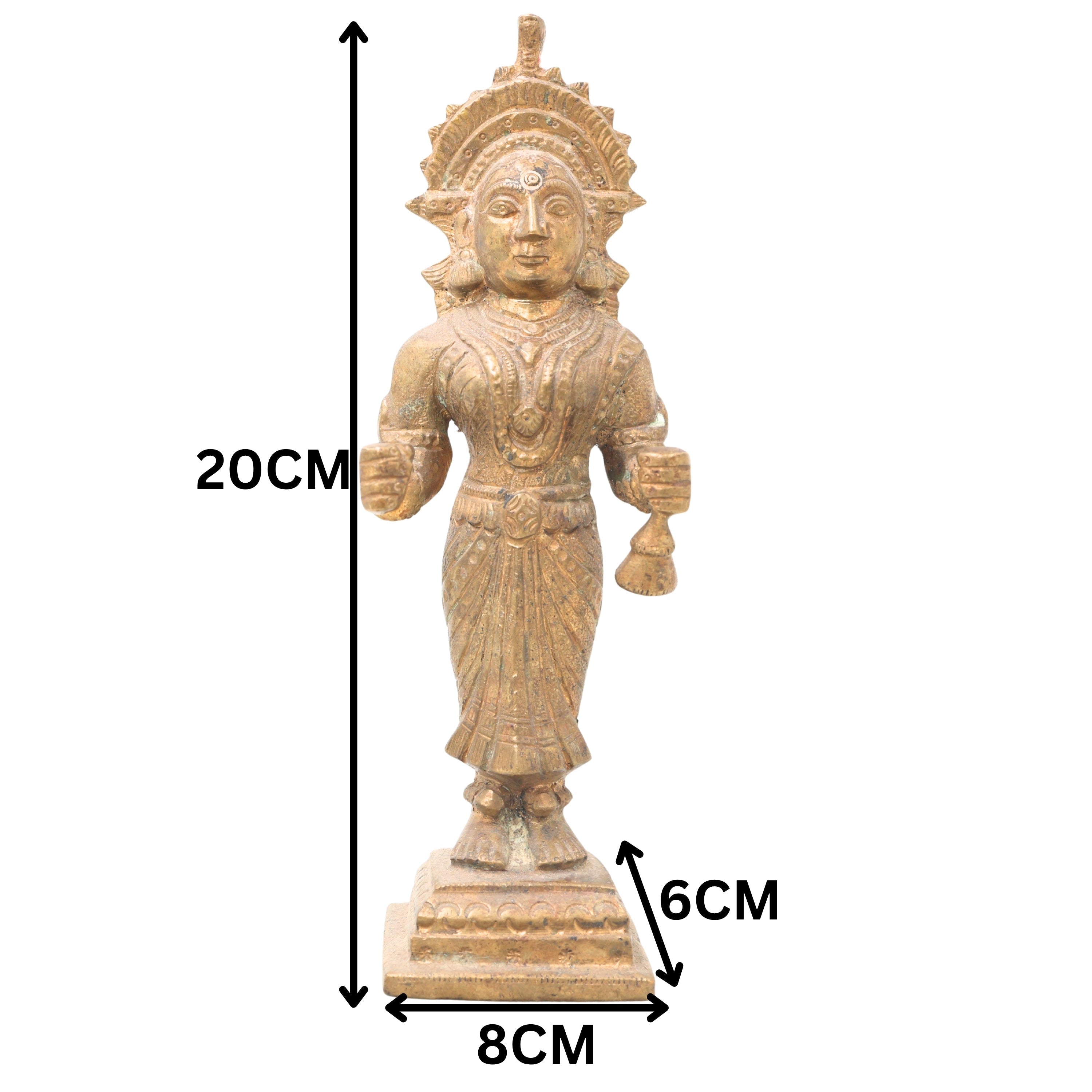 Bhunes Brass Antique Hindu Goddess Devi Idols,Brown, 8 Inch, 1 Piece