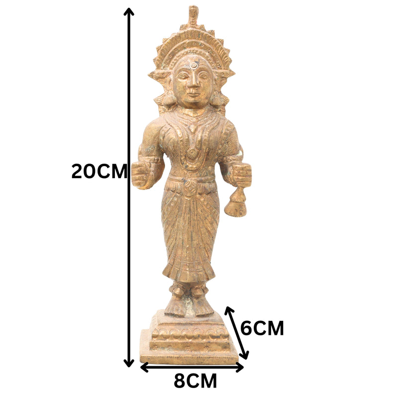 Bhunes Brass Antique Hindu Goddess Devi Idols,Brown, 8 Inch, 1 Piece