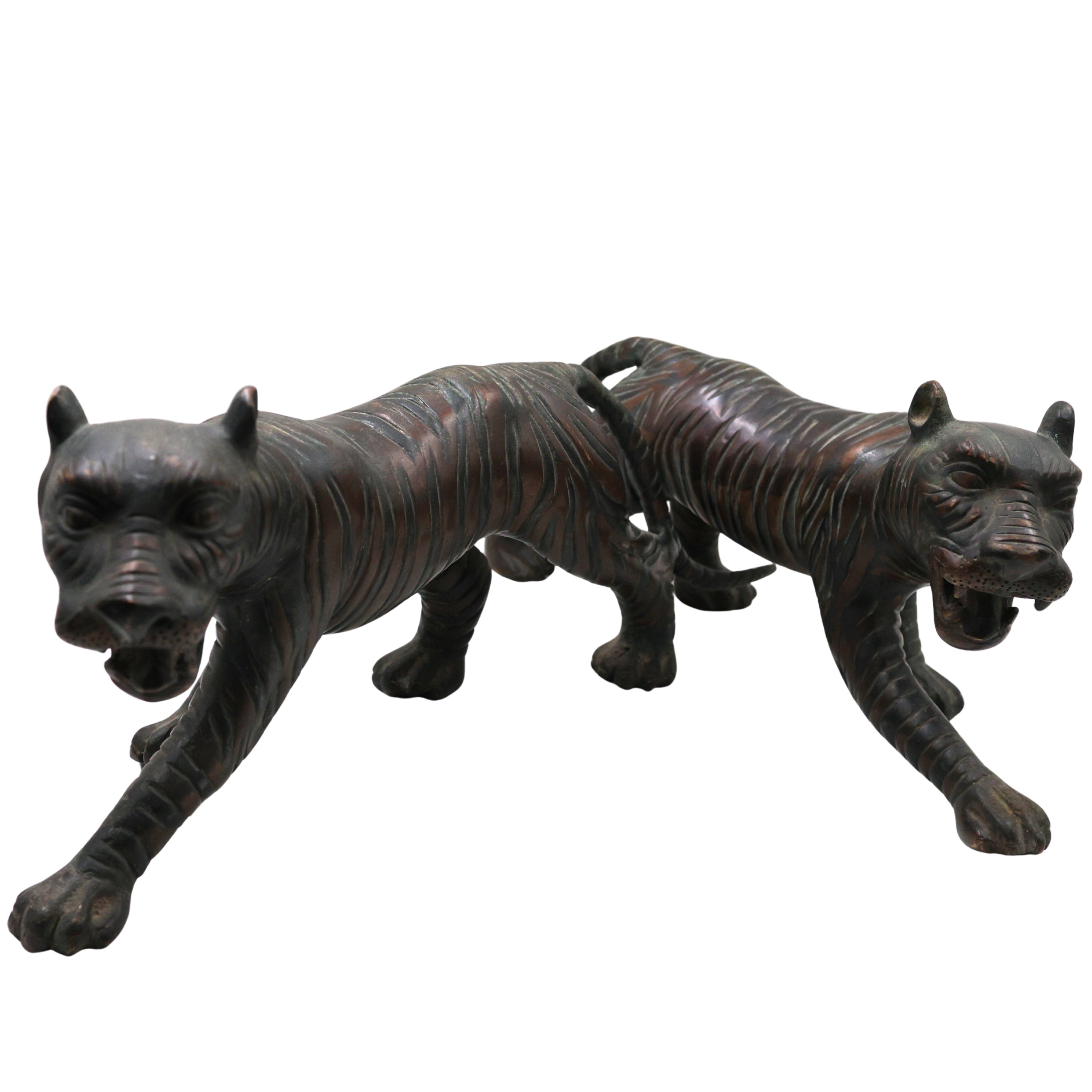 Brass Handcrafted Tiger Idol | Sher Vyaghra Puli Peetal Sculpture for Home, Temple & Decor,Brown, 6.5 Inch, 1 Piece