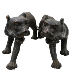 Brass Handcrafted Tiger Idol | Sher Vyaghra Puli Peetal Sculpture for Home, Temple & Decor,Brown, 6.5 Inch, 1 Piece