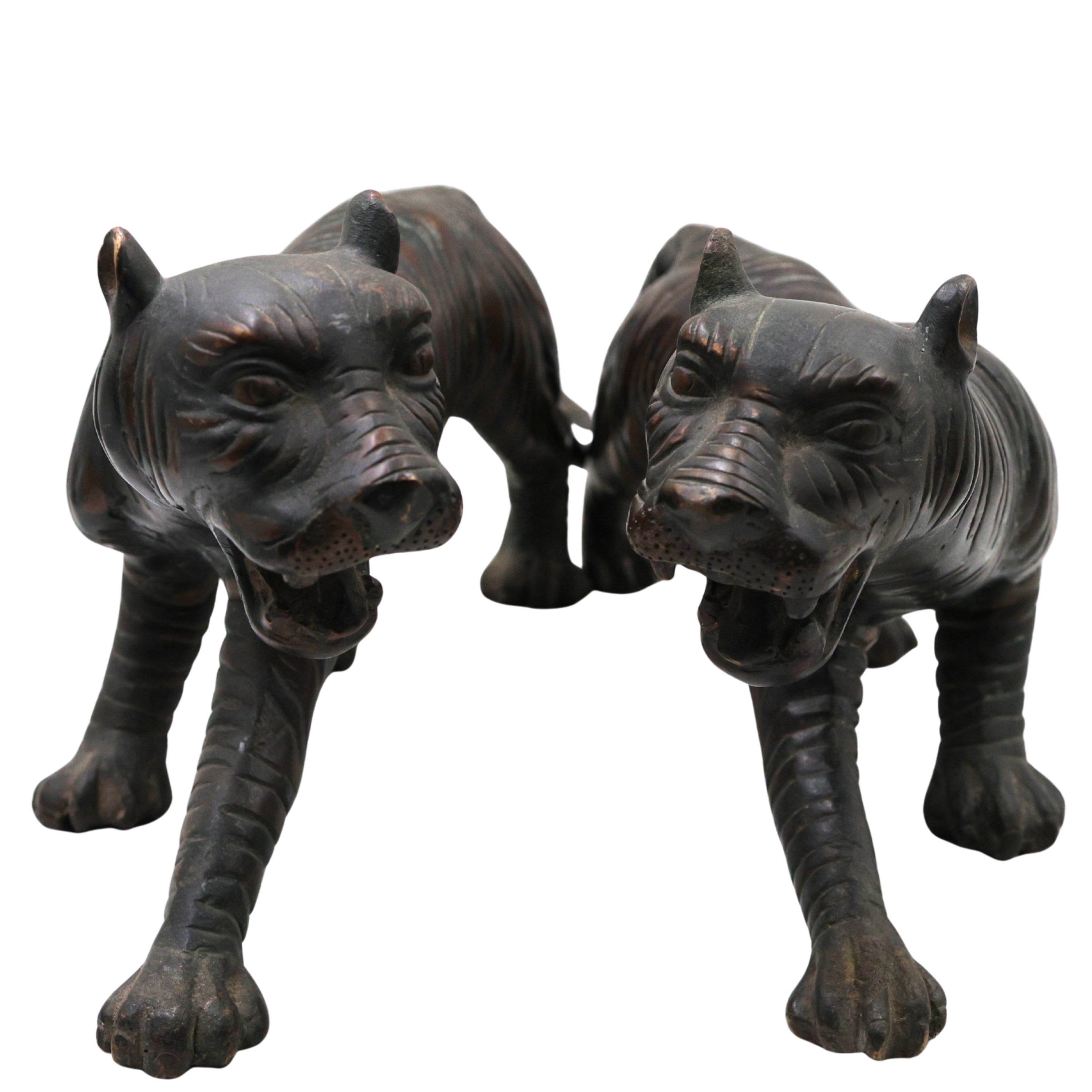 Brass Handcrafted Tiger Idol | Sher Vyaghra Puli Peetal Sculpture for Home, Temple & Decor,Brown, 6.5 Inch, 1 Piece