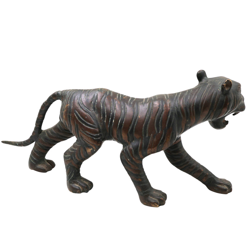 Brass Handcrafted Tiger Idol | Sher Vyaghra Puli Peetal Sculpture for Home, Temple & Decor,Brown, 6.5 Inch, 1 Piece