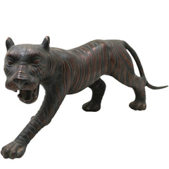 Brass Handcrafted Tiger Idol | Sher Vyaghra Puli Peetal Sculpture for Home, Temple & Decor,Brown, 6.5 Inch, 1 Piece