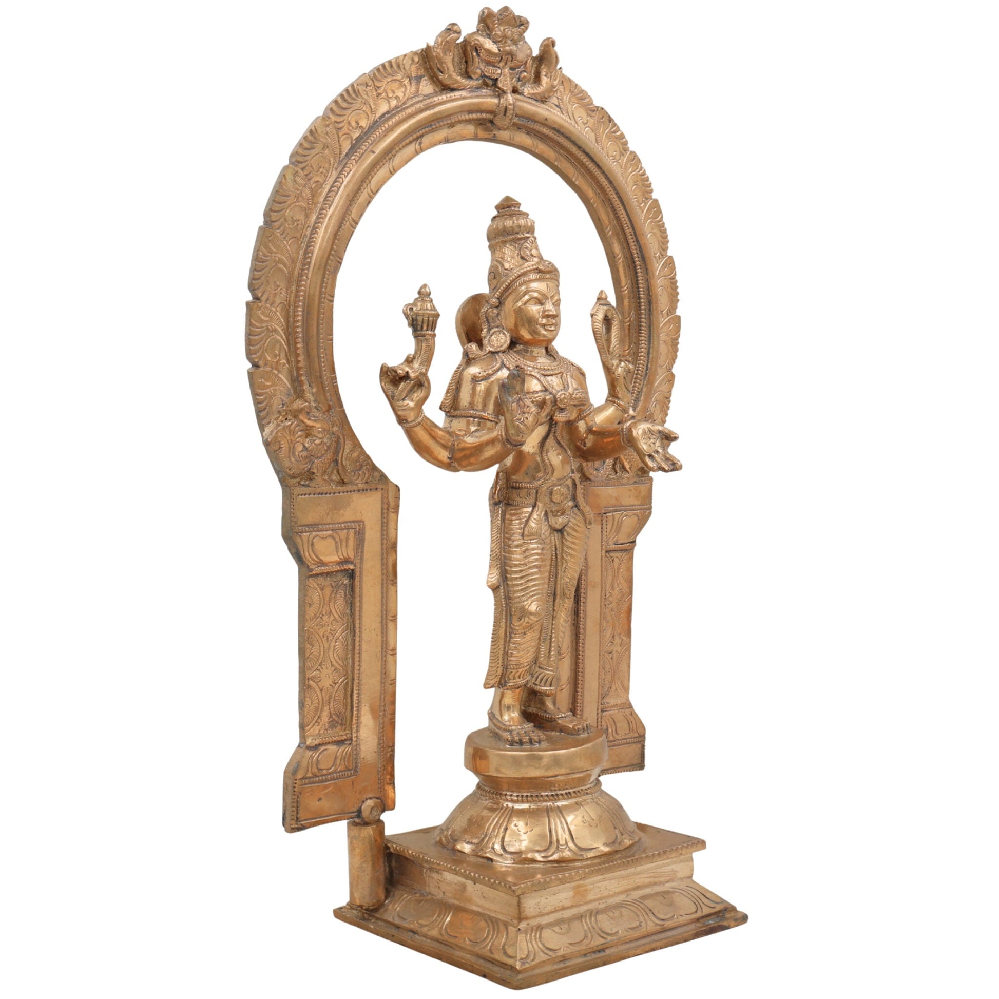 Handcrafted Bronze Bhuvaneshwari Idol | Panchaloha Adi Shakti Murti of Rajarajeshwari, Tripura Sundari, Lalita Devi | South Indian Chola Art Sculpture,Gold, 17.5 Inch, 1 Piece