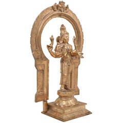 Handcrafted Bronze Bhuvaneshwari Idol | Panchaloha Adi Shakti Murti of Rajarajeshwari, Tripura Sundari, Lalita Devi | South Indian Chola Art Sculpture,Gold, 17.5 Inch, 1 Piece