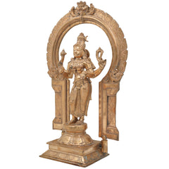 Handcrafted Bronze Bhuvaneshwari Idol | Panchaloha Adi Shakti Murti of Rajarajeshwari, Tripura Sundari, Lalita Devi | South Indian Chola Art Sculpture,Gold, 17.5 Inch, 1 Piece