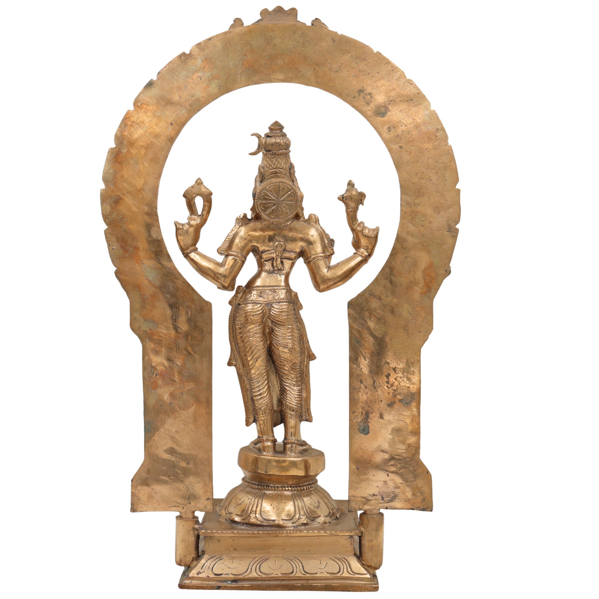 Handcrafted Bronze Bhuvaneshwari Idol | Panchaloha Adi Shakti Murti of Rajarajeshwari, Tripura Sundari, Lalita Devi | South Indian Chola Art Sculpture,Gold, 17.5 Inch, 1 Piece