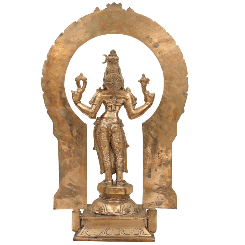 Handcrafted Bronze Bhuvaneshwari Idol | Panchaloha Adi Shakti Murti of Rajarajeshwari, Tripura Sundari, Lalita Devi | South Indian Chola Art Sculpture,Gold, 17.5 Inch, 1 Piece