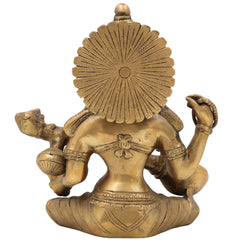 Brass Saraswati Idol, Peetal Vagdevi Sharada Devi Murti, Handmade Bharati Vani Statue for Pooja, Home & Temple Decor,Gold, 8.5 Inch, 1 Piece