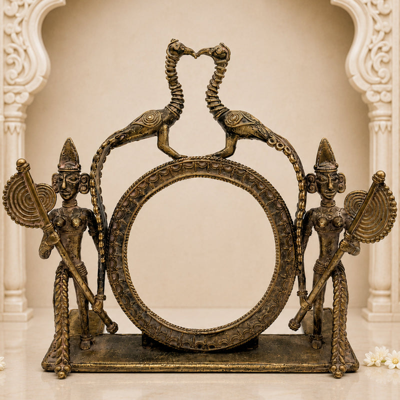 Bhunes Brass Dogra Art, Photo Frame, Prabhavali,Brown, 7 Inch, 1 Piece