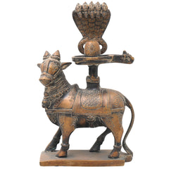 Handcrafted Brass Nandhi Shiva Lingam Idol, Shivling with Yoni Base, Panchaloha Shivalingam | Mahadev Jyotirlinga Murti for Home Temple Puja,Brown, 8 Inch, 1 Piece