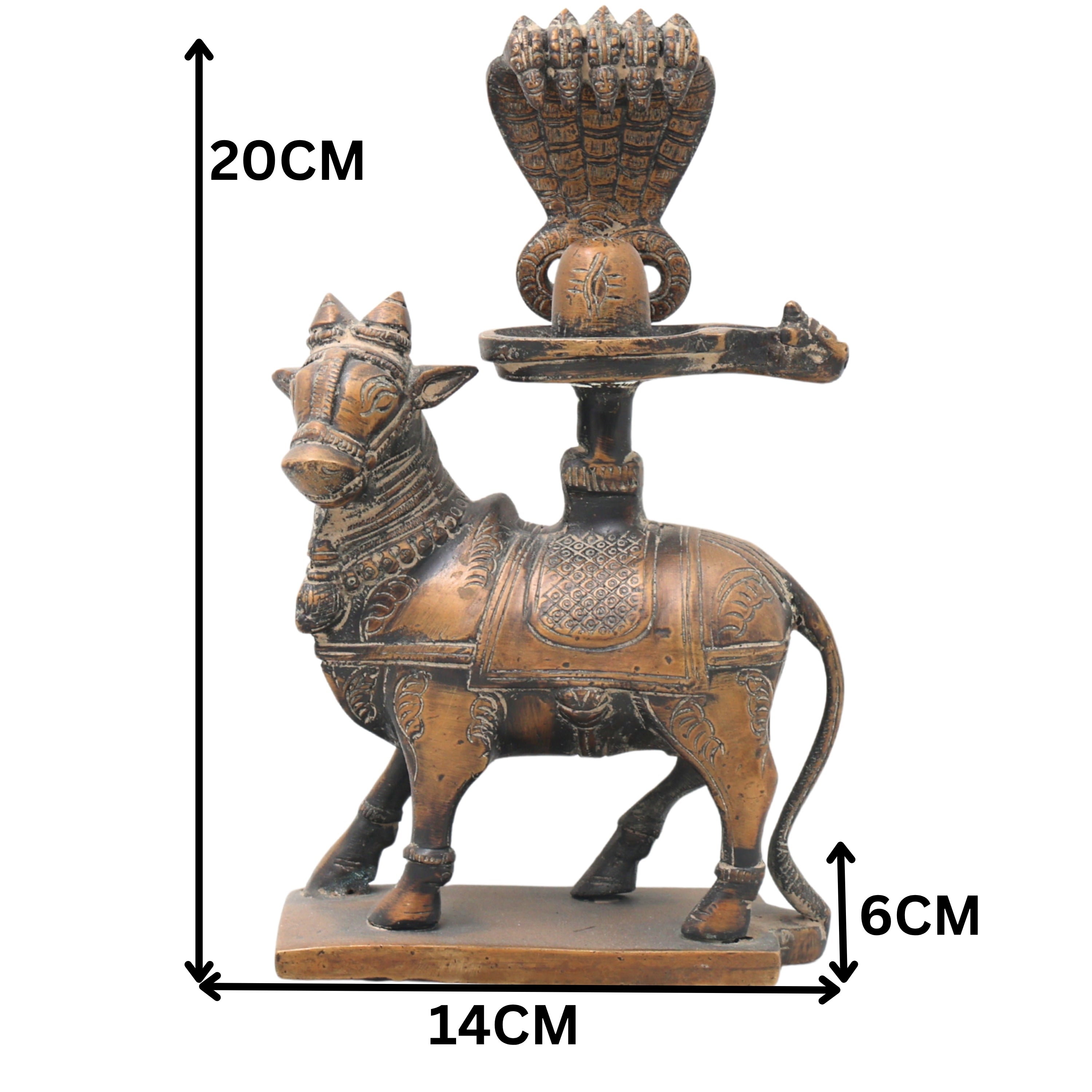 Handcrafted Brass Nandhi Shiva Lingam Idol, Shivling with Yoni Base, Panchaloha Shivalingam | Mahadev Jyotirlinga Murti for Home Temple Puja,Brown, 8 Inch, 1 Piece