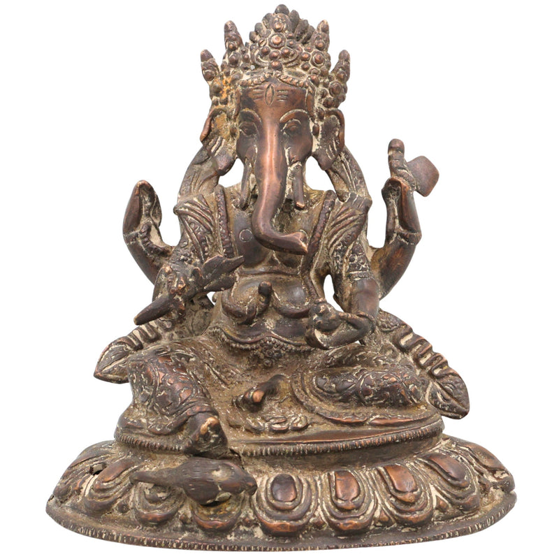 Handcrafted Brass Ganesha Idol | Ganpati Vinayaka Pital Murti for Pooja Room, Home Temple & Decor | Vighnaharta Pillaiyar Ganapati Statue by Bhunes,Brown, 9 Inch, 1 Piece
