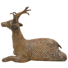 Brass Dogra Deer Idol | Dhokra Tribal Deer Sculpture | Handmade Brass Deer Figurine | Dogra Brass Showpiece | Brass Deer Home Decor,Brown, 5.5 Inch, 1 Piece